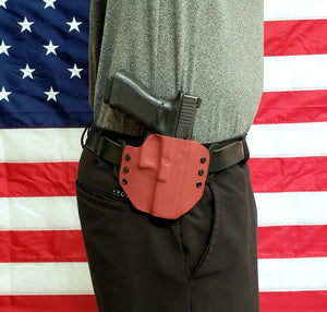 Sure-Fit O.W.B. Holster Red (LEFT HAND) Gun Models A-R
